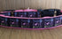 Green Thalassa large pink collar featuring Peace, Love, and Rescue design for pets, made of durable material.