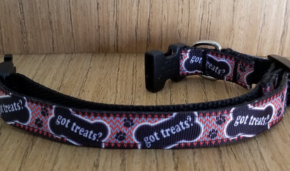 Small green pet collar with "Got Treats?" text from Green Thalassa, designed for dogs or cats, on a white background.