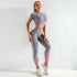 Blue Charlie seamless rib yoga set with matching top and leggings, ideal for comfortable home workouts and relaxation.