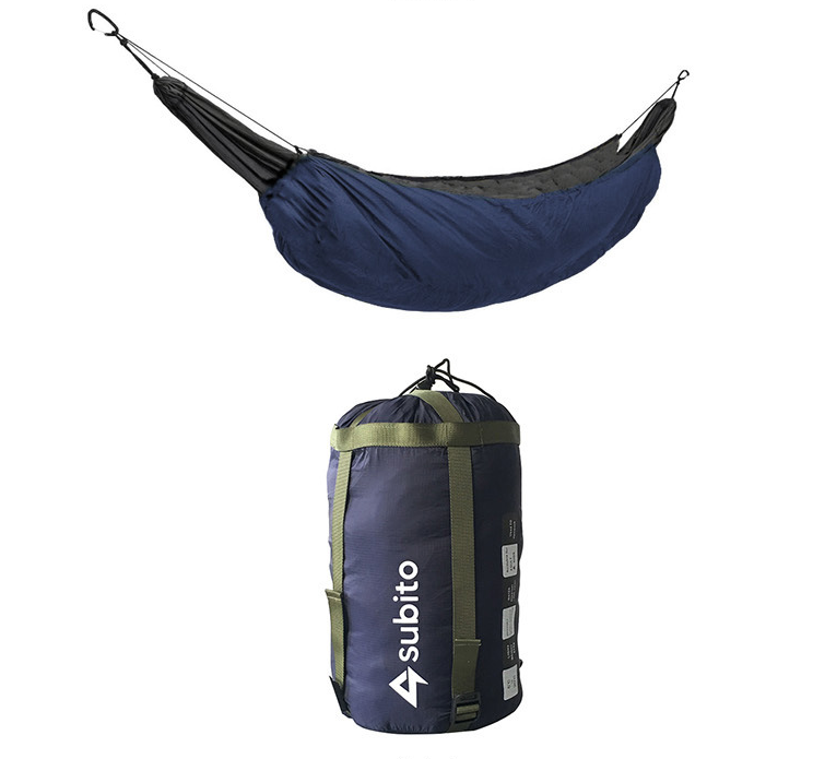 Maroon Asteria outdoor camping hammock with warm cotton cover, ideal for relaxing in nature.