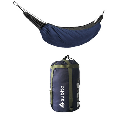Maroon Asteria outdoor camping hammock with warm cotton cover, ideal for relaxing in nature.