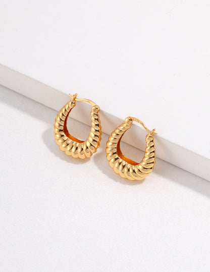 Twisted stripe stud earrings by Amethyst Arachne featuring sleek geometric design in jewelry and watches collection.