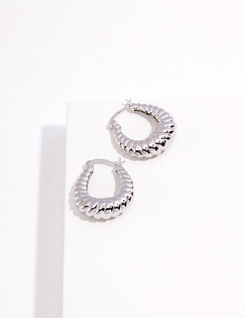 Amethyst Arachne twisted stripe stud earrings with silver and purple design, perfect for elegant jewelry accessories.