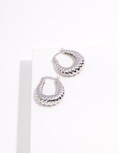 Amethyst Arachne twisted stripe stud earrings with silver and purple design, perfect for elegant jewelry accessories.
