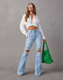 Carmine Juneberry UrbanEase™ wide-leg jeans for women, showing the relaxed fit and stylish high-rise design on a model.