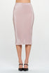 Jade Icarus made in USA solid plisse midi skirt with side slit, showcasing lightweight fabric and elegant design.