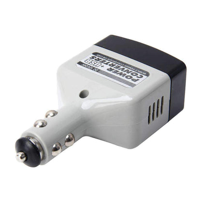 Silver Millie mobile power invertor with USB converter for cars, supports DC 12-24V for mobile and laptop charging.