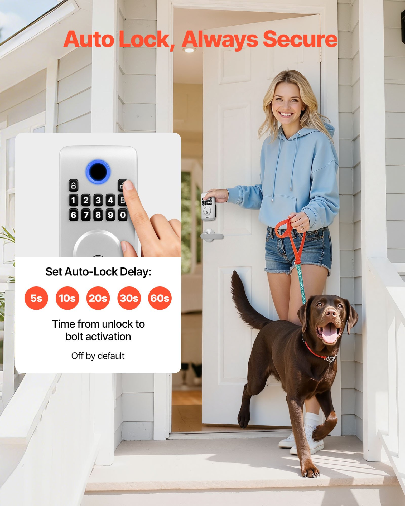 Start2Finish VEVOR keyless entry door lock with handle set, electronic keypad deadbolt and silver lever handles on a door.