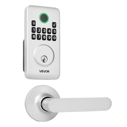 Start2Finish VEVOR keyless entry door lock with handle set, electronic keypad, silver finish, auto lock, and easy-grip design.