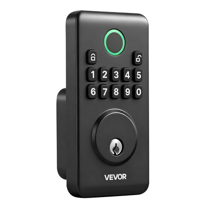 Start2Finish VEVOR keyless entry door lock with backlit keypad, electronic deadbolt, anti-peeking password, matte black finish.
