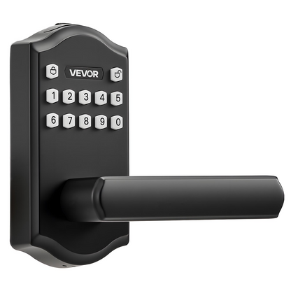 Vevor keyless entry door lock with handle and keypad, matte black electronic lever lock with backlit keypad and customizable codes