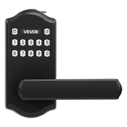 Start2Finish VEVOR keyless entry door lock with handle, matte black electronic keypad, auto lock, and customizable user codes.