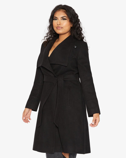 Rose Eleusis waterfall lapel double-breasted duster coat, stylish women&