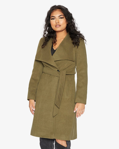 Rose Eleusis waterfall lapel double-breasted duster coat, stylish jacket featuring elegant design and tailored fit.
