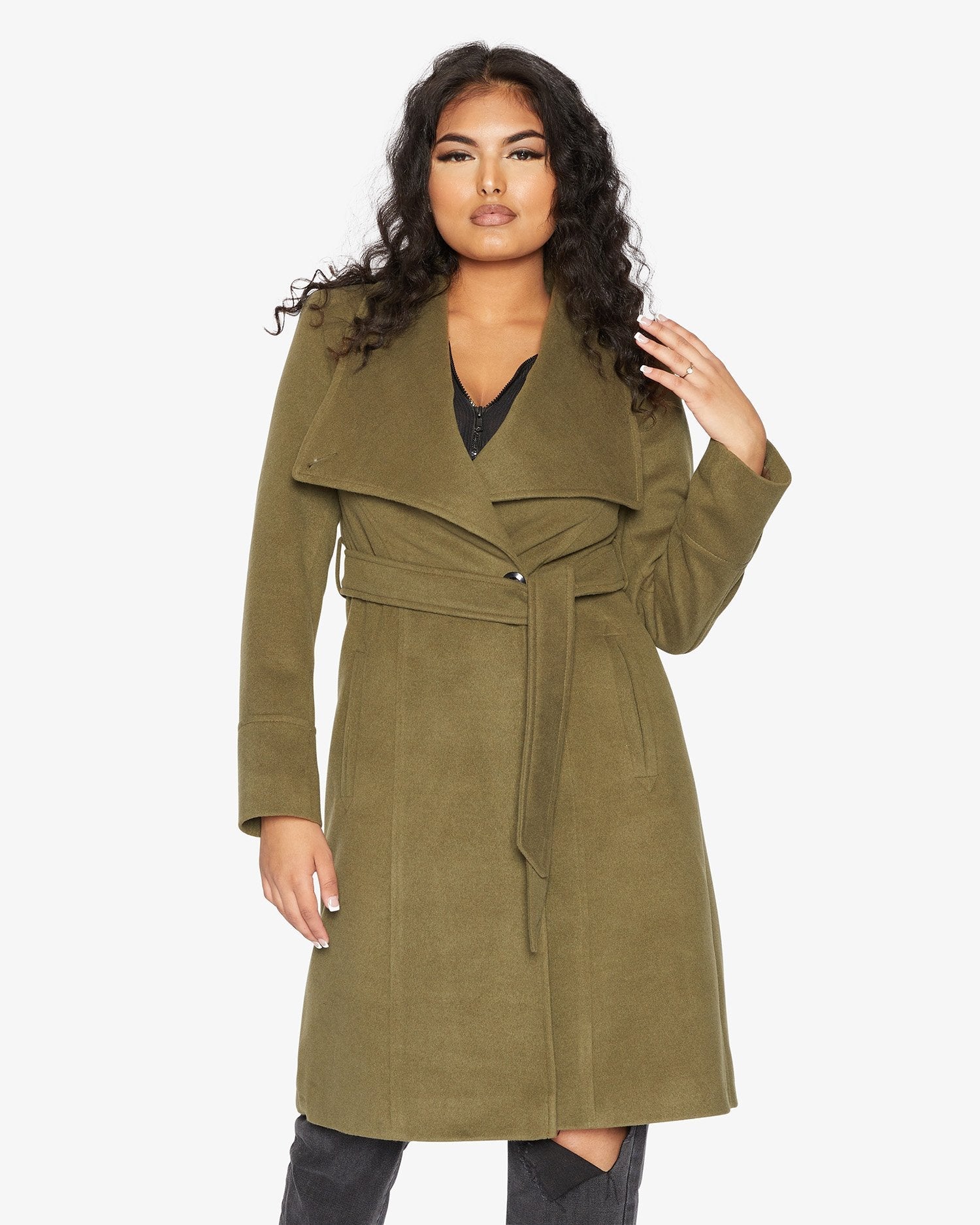 Rose Eleusis waterfall lapel double-breasted duster coat, stylish jacket with flowing design and elegant lapels, perfect for layering.