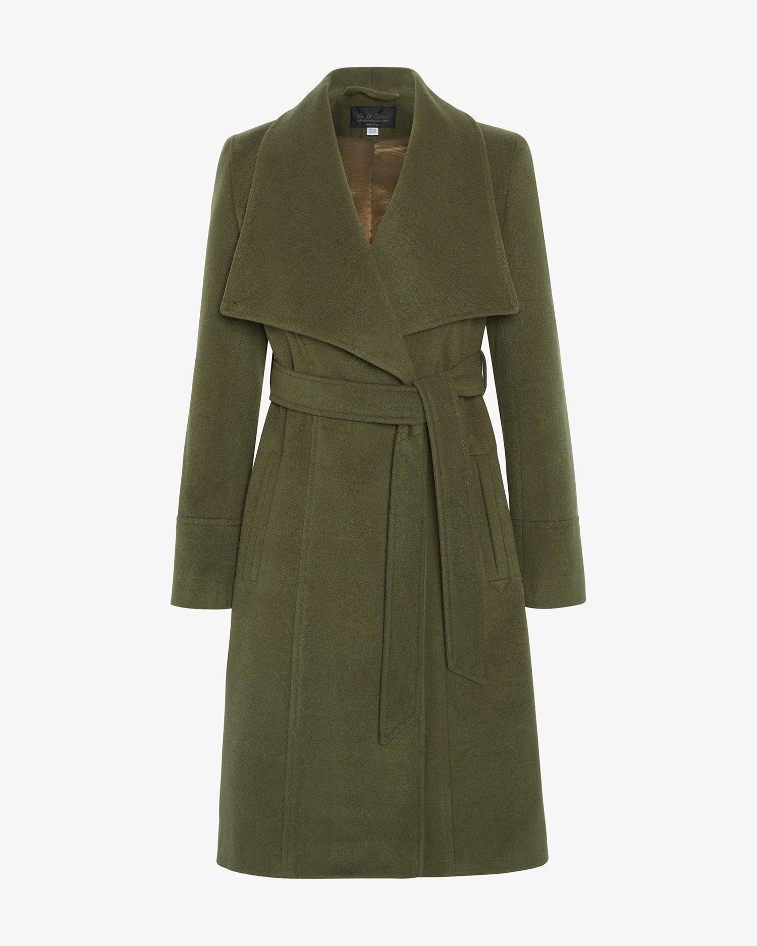 Rose Eleusis waterfall lapel double-breasted duster coat, stylish jacket with flowing lapels and tailored fit, front view.