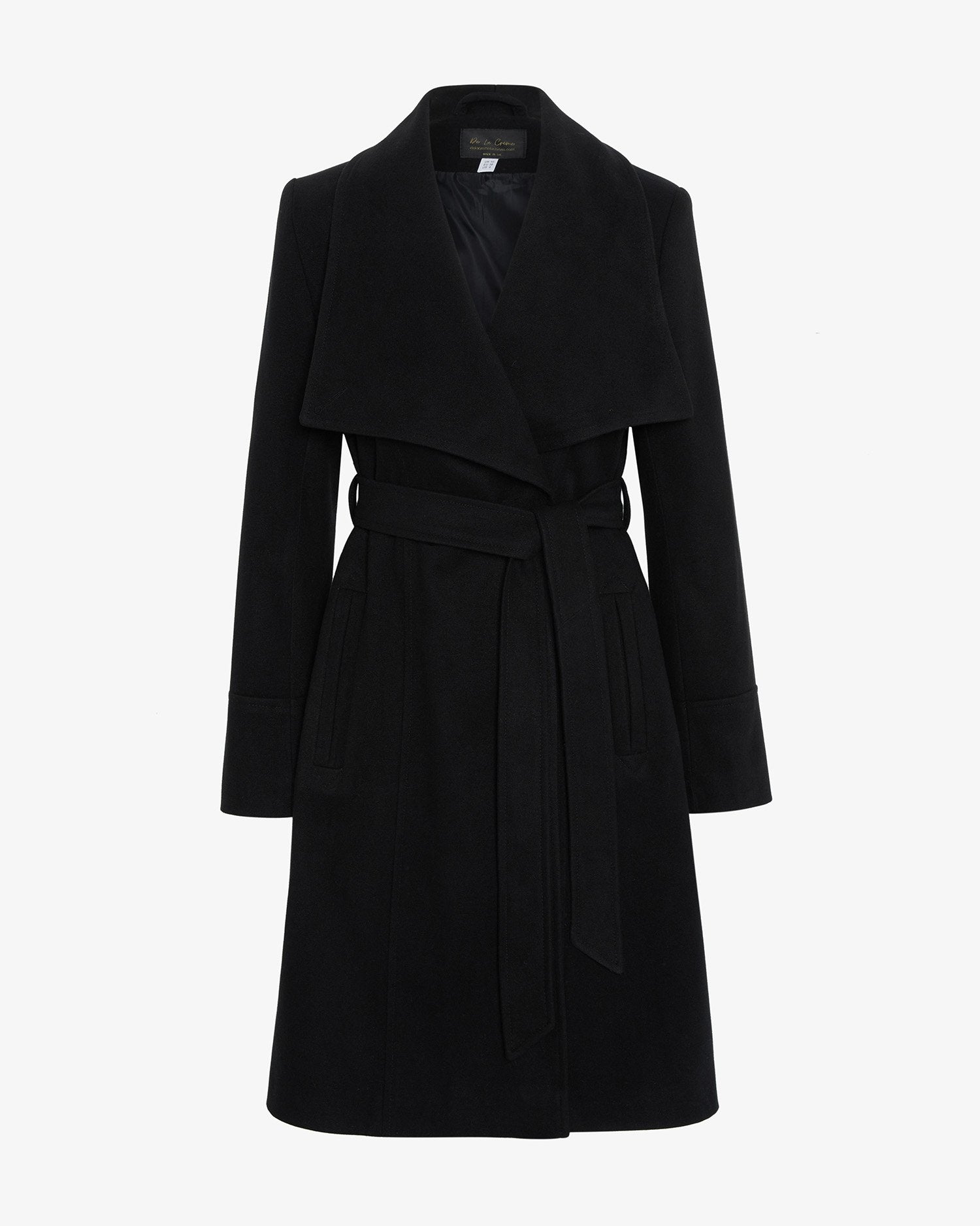 Rose Eleusis waterfall lapel double-breasted duster coat, stylish jackets and coats with flowing design and elegant details.