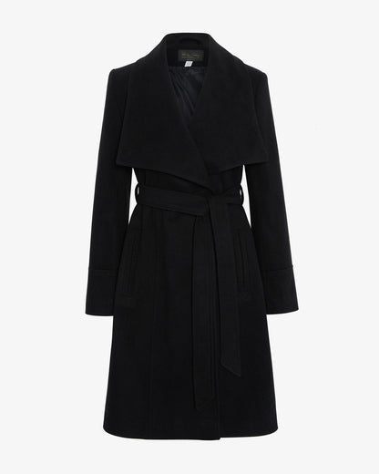 Rose Eleusis waterfall lapel double-breasted duster coat, stylish jackets and coats with flowing design and elegant details.