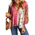 Floral print fashion dress shirt for women by Carmine Juneberry, featuring a stylish blouse with vibrant floral patterns.
