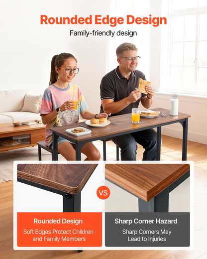 Start2Finish VEVOR bar table set with two stools, rustic brown and black, featuring rounded edges for office, breakfast, or mini bar use.