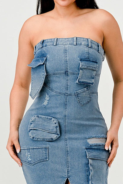 Urban Chic Denim Gown automotive part by Jade Icarus featuring a sleek, modern design with denim-inspired details.