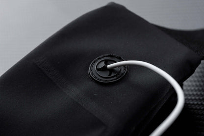 Black Lavender water-resistant sport waist pack with reflective strip, ideal for running and outdoor activities.