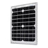 Fuchsia Rose 20 Watt 12 Volt monocrystalline solar panel for outdoor use, showing the black panel with solar cells and mounting frame.