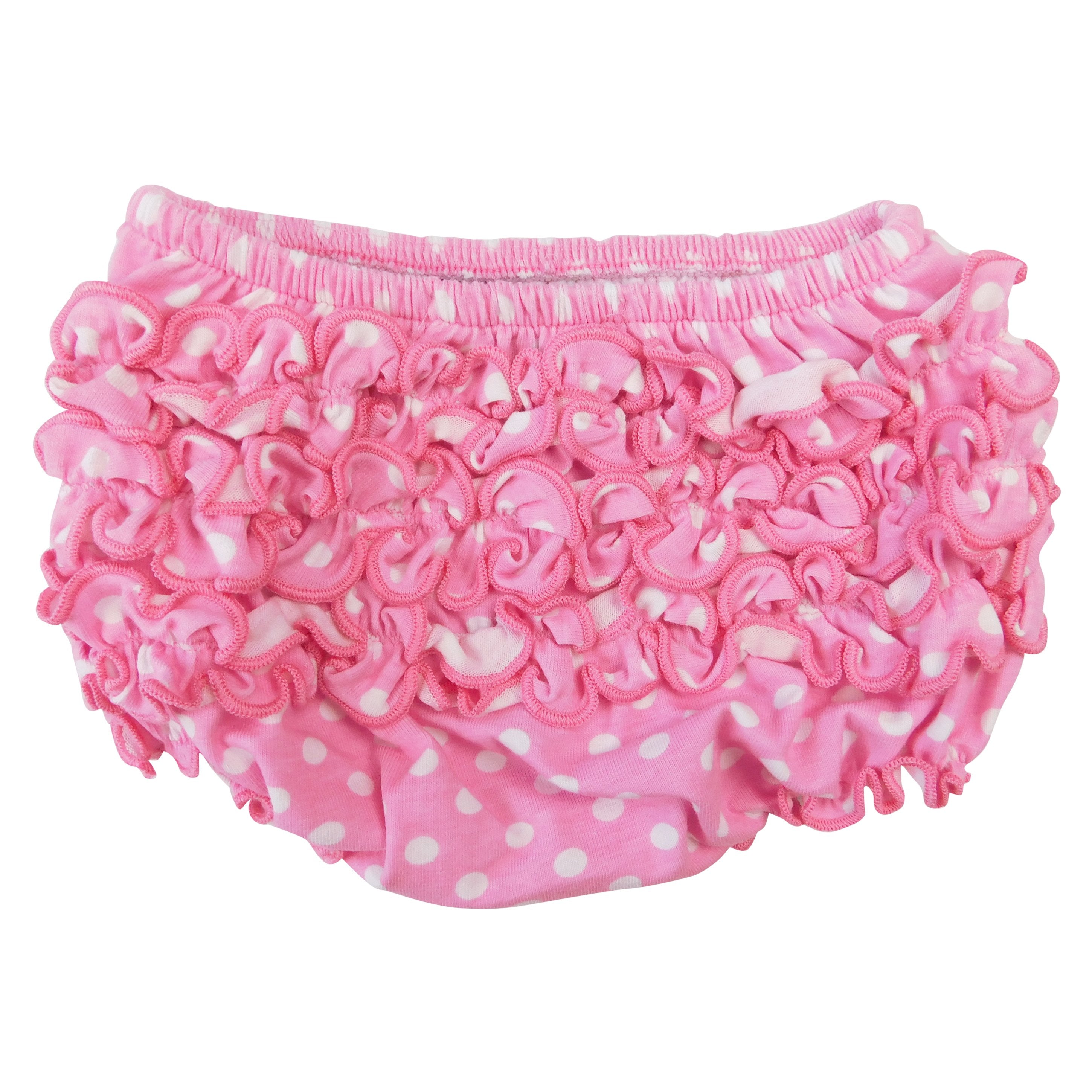 Girls pink polka dot ruffled butt bloomer from Black Simba, soft kid&