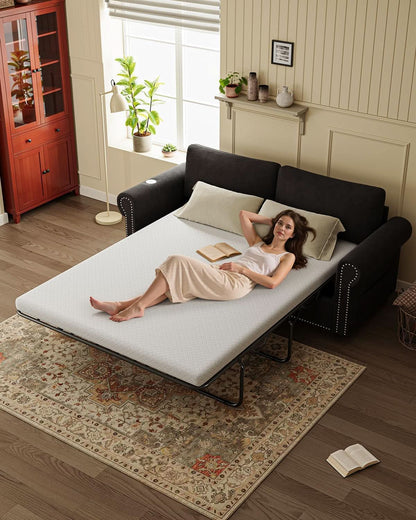 Queen Sleeper Sofa Bed Black Ergonomic Contemporary