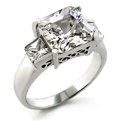 High-polished 925 sterling silver ring with AAA grade cubic zirconia by Turquoise Tiger, showcasing a sleek and shiny jewelry design.