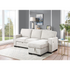 Start2Finish Estelle beige fabric reversible sleeper sectional with storage chaise, drop-down table, 2 cup holders, and 2 USB ports.
