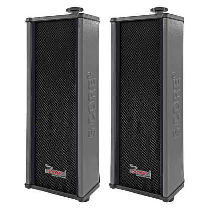 Start2Finish 5Core outdoor stereo in-wall speakers, 100W peak passive home audio system with visible speaker grilles and mounting hardware.