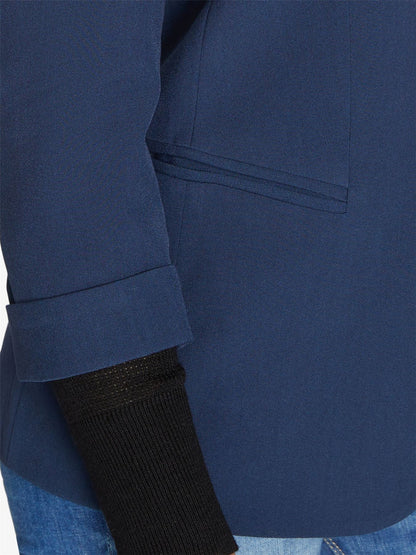 Rose Eleusis Edge To Edge Blazer in tailored black jacket with sleek lapels, perfect for professional and stylish wear.