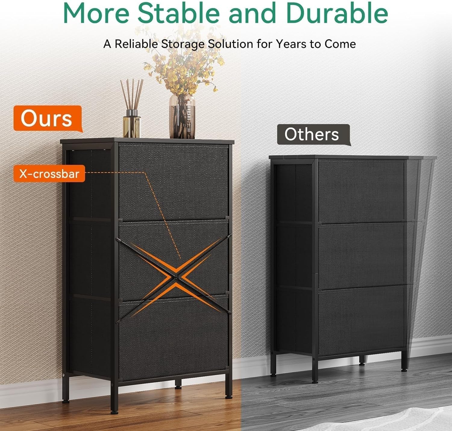 Black Peach Maple 3-drawer bedroom dresser nightstand with compact design and modern furniture style.