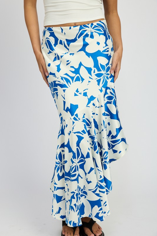 Jade Icarus asymmetrical ruffle hem skirt with automotive-inspired design, featuring layered fabric and unique hem detailing.