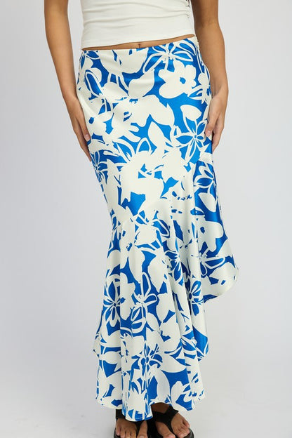 Jade Icarus asymmetrical ruffle hem skirt with automotive-inspired design, featuring layered fabric and unique hem detailing.