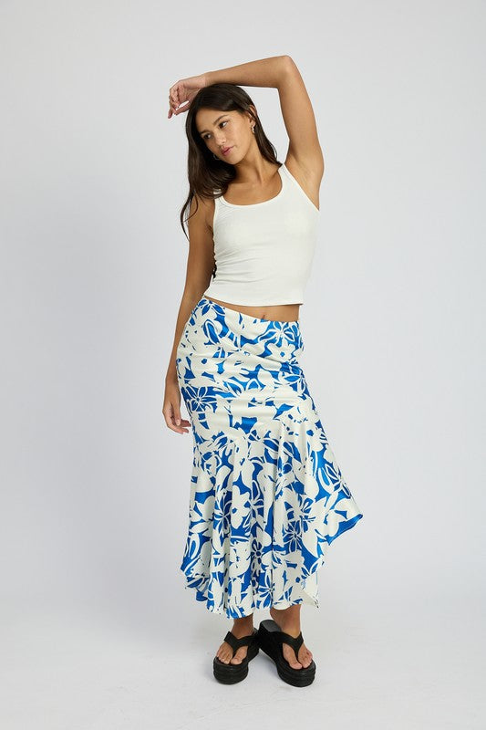 Automotive Jade Icarus asymmetrical ruffle hem skirt with unique design details and textured fabric in a stylish fashion.