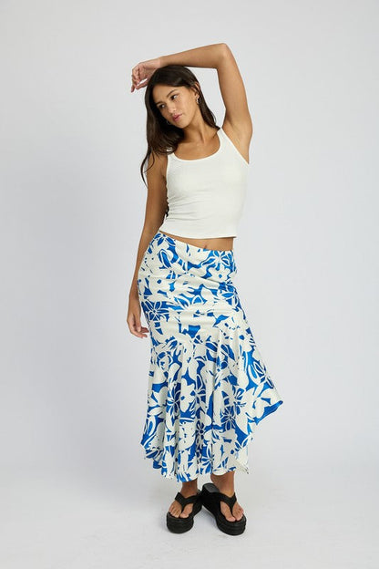 Automotive Jade Icarus asymmetrical ruffle hem skirt with unique design details and textured fabric in a stylish fashion.