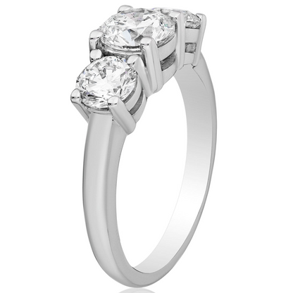 Start2Finish 2 CTW lab-grown diamond three-stone engagement ring in 14K yellow or white gold, featuring G-VS quality diamonds.