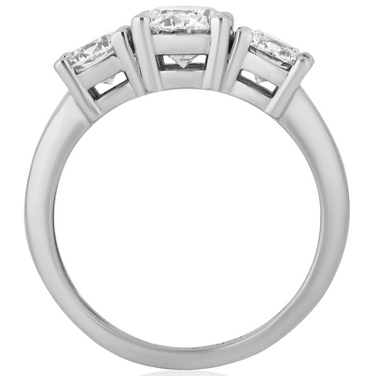 Start2Finish 2 CTW AGI Certified Lab Grown Diamond three-stone engagement ring in 14K yellow or white gold, featuring G-VS diamonds.