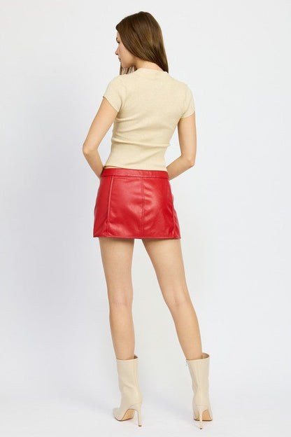 Jade Icarus Moto Mini Skirt with Zipper, stylish automotive-inspired fashion skirt, black with front zipper detail.