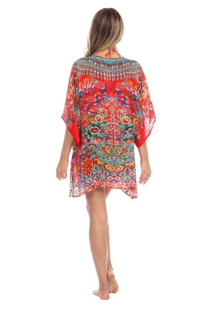 Soul of Summer Mixi Short Kaftan Dresses in Viscose Silk
