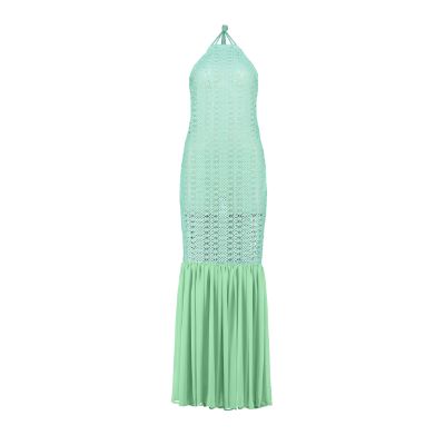 Green open-back cotton crochet dress for women by Raspberry Molly, featuring a stylish and breathable design.