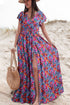Women’s floral print V-neck wrap split maxi dress by Jade Icarus, featuring a flowy fabric and elegant design.