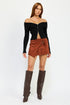 Jade Icarus wrapped buckle belt mini skirt featuring a stylish design and versatile fit, shown on a model.