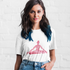 Yellow Pandora yoga meditation pose print T-shirt displaying a relaxed figure in a seated meditation pose on soft fabric.