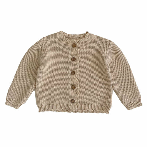 Yellow Angel baby unisex solid color crochet cardigan for kids and babies, displayed on a white background.