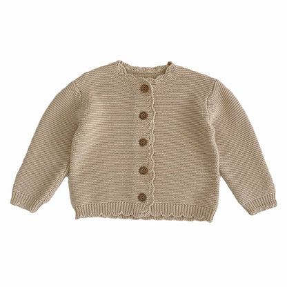 Yellow Angel baby unisex solid color crochet cardigan for kids and babies, displayed on a white background.