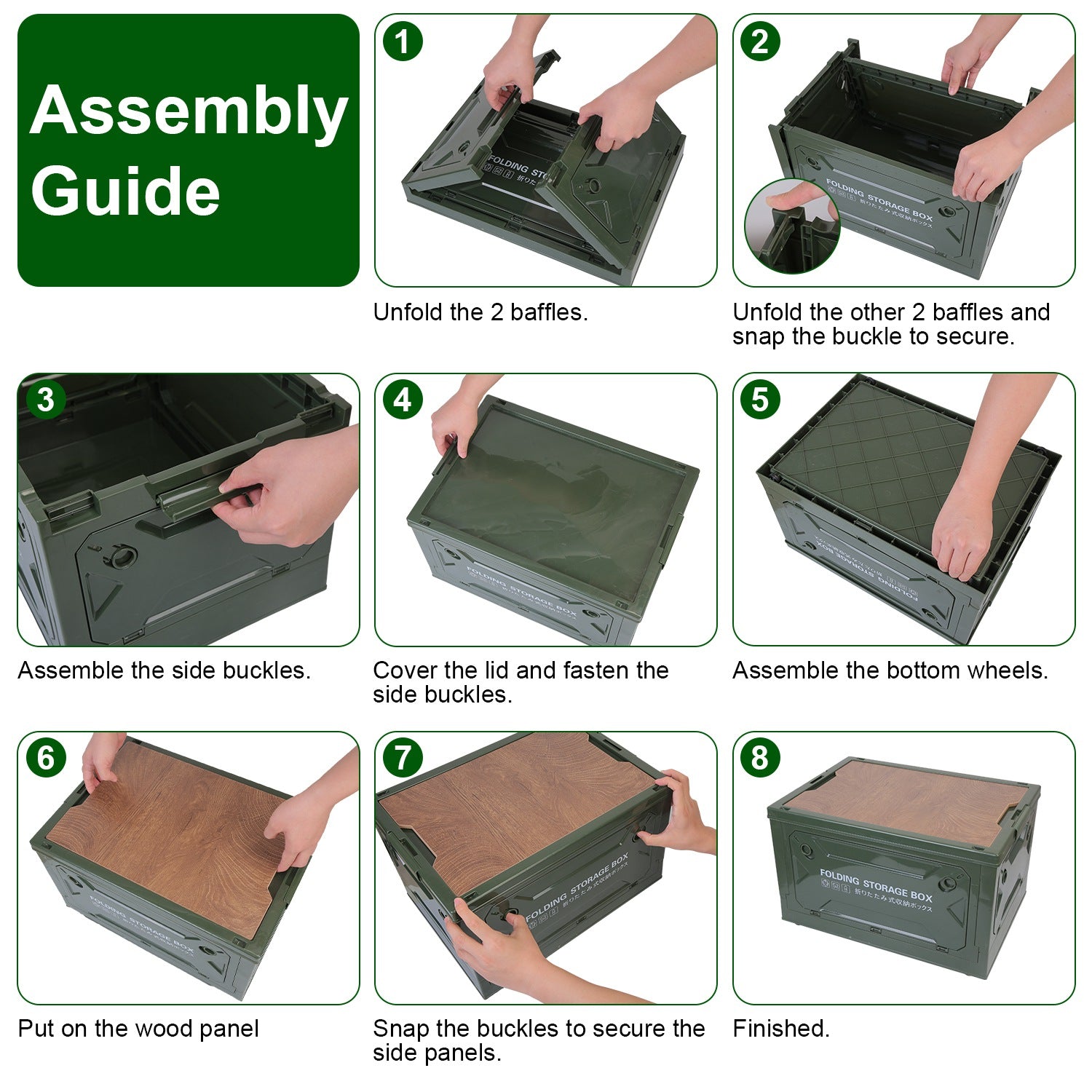 Collapsible folding storage bin by Pear Daisy, stackable organizer box for camping and home storage, made of durable material.