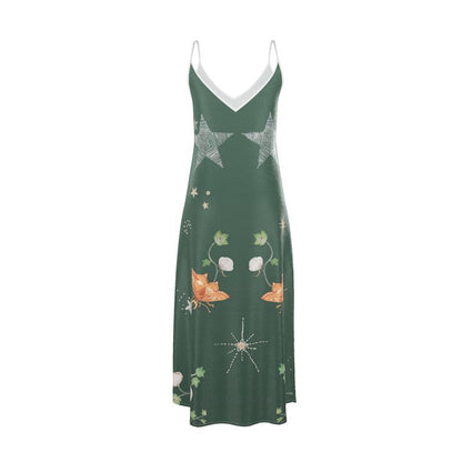 Violet Apollo Andromeda silk dress in Jungle Altar color, flowing women&